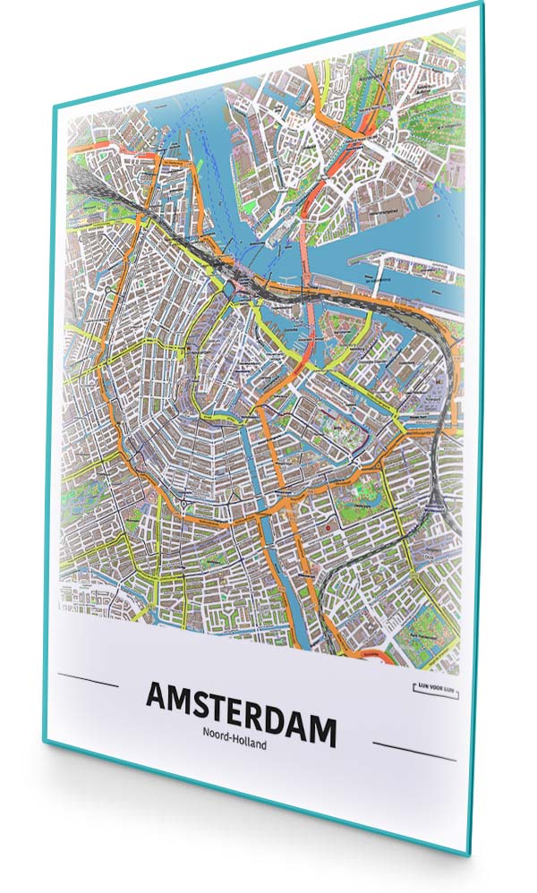 stedenplaat amsterdam dorp stad op dibond plaat voor aan de muur aandenken lijn voor lijn